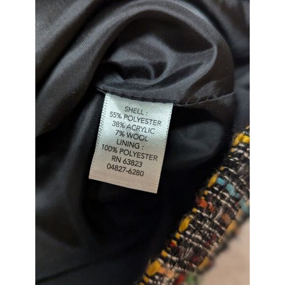 Vintage CHRISTOPHER & BANKS Full Zip Blazer Jacket Rainbow Tweed Womens Size L - Picture 8 of 9